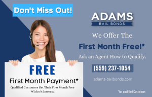 need help with bail how about one month free from adams bail bonds
